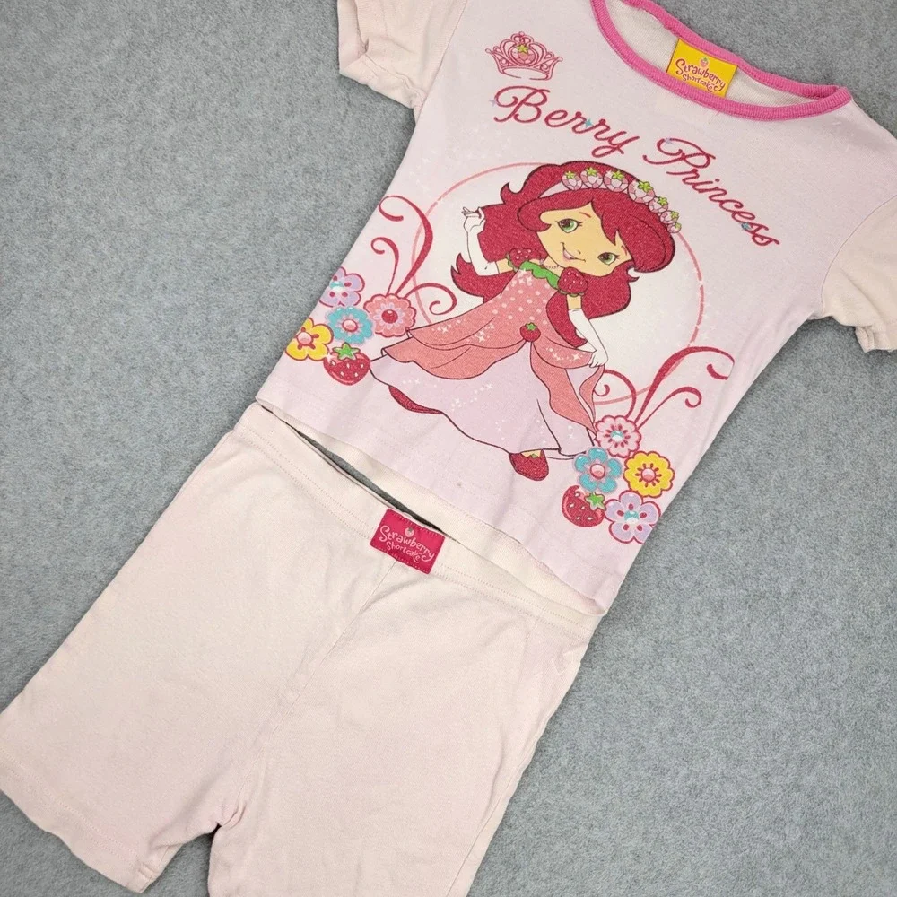 Strawberry Shortcake Pajama Set Kids 3T Pink Berry Princess Cotton‎ 2pc PJs Y2K